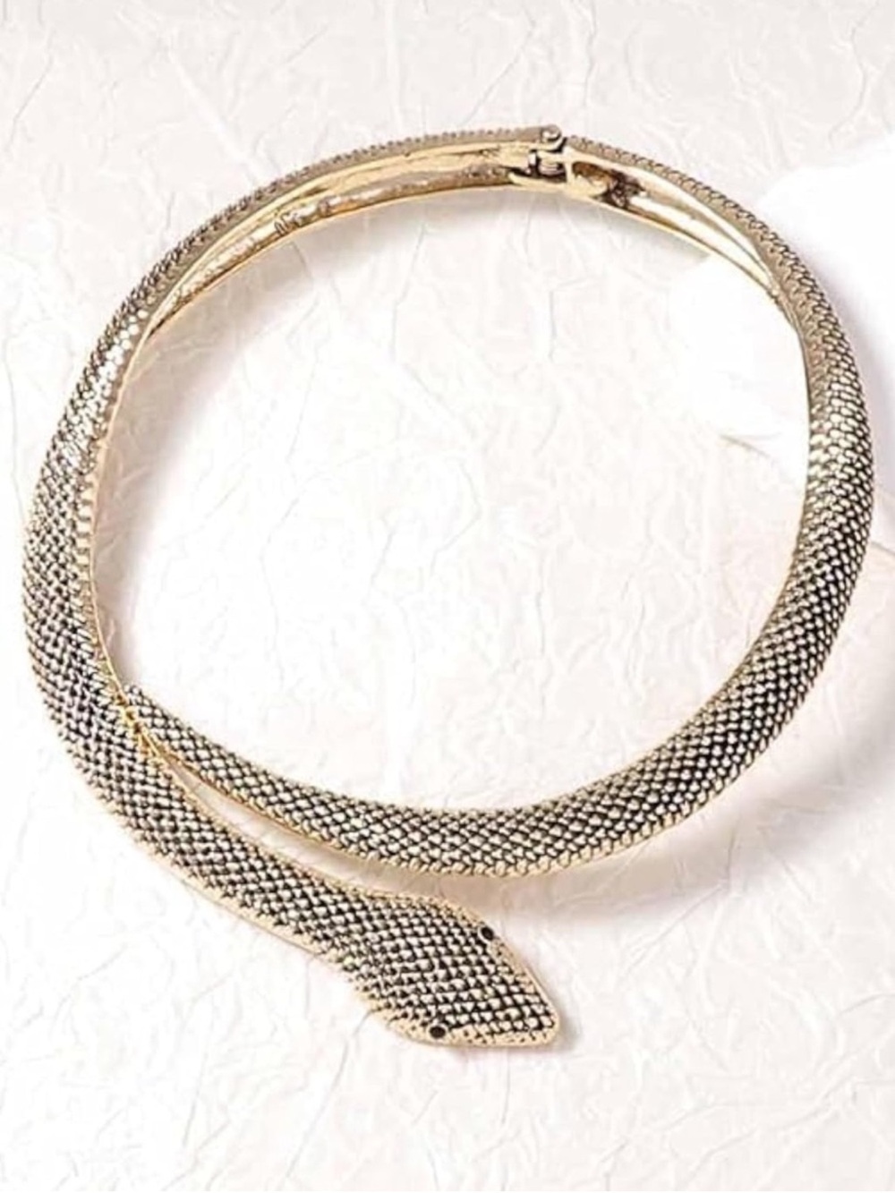 Gold Silver Tone Snake Choker Necklace Crystal Serpent Statement Jewelry 16.1”